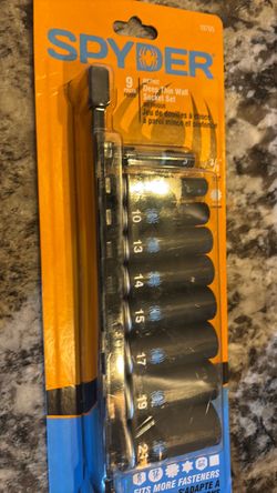 Spider metric deep thin wall socket set
