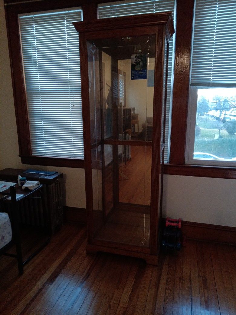 Sliding Door Curio-100% Real Oak Wood