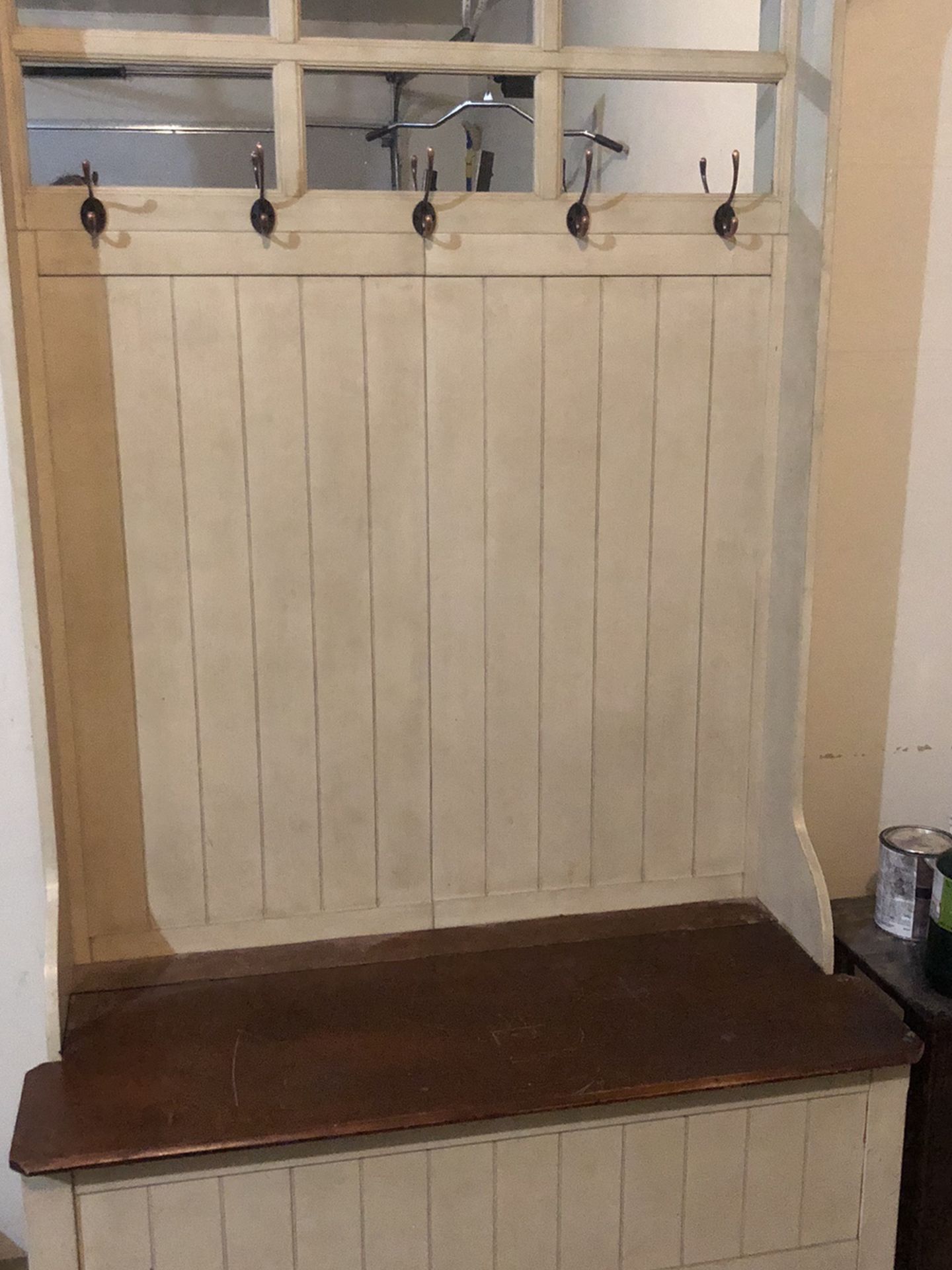 Entry Way Bench With Storage And Hangers