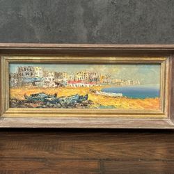 Incredible MCM Midcentury French Riviera Seascape Oil Painting by P. G. Tiele