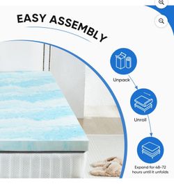 4 Inch Cool Gel Memory Foam Mattress Topper Queen, Pressure Relief Support