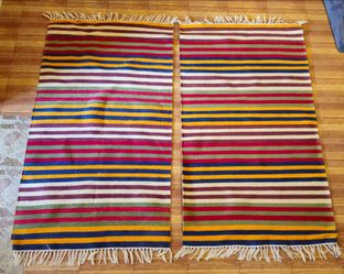 (2) Kilim Wool Rugs Hand Dyed