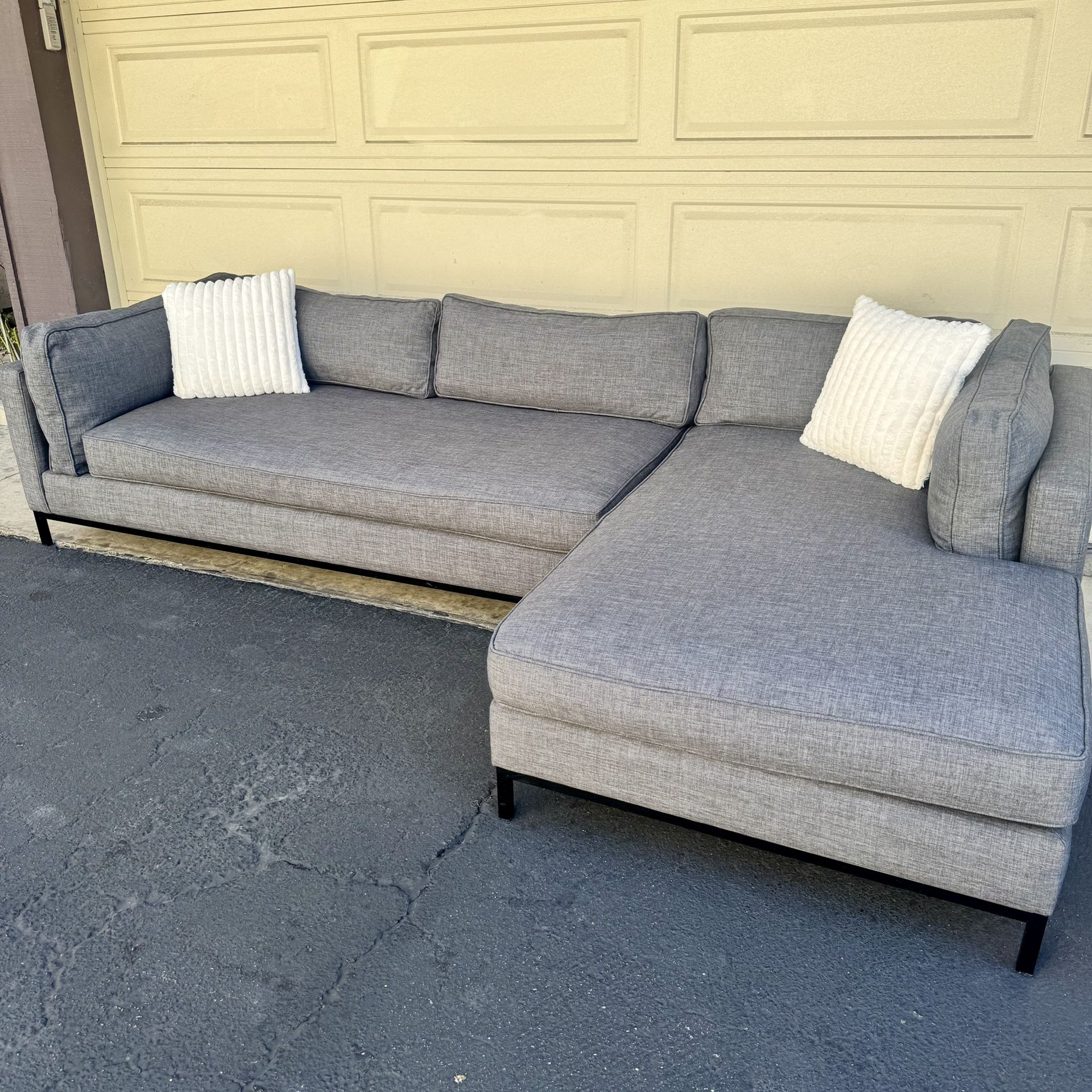 Gray Living Spaces Sectional Couch Sofa