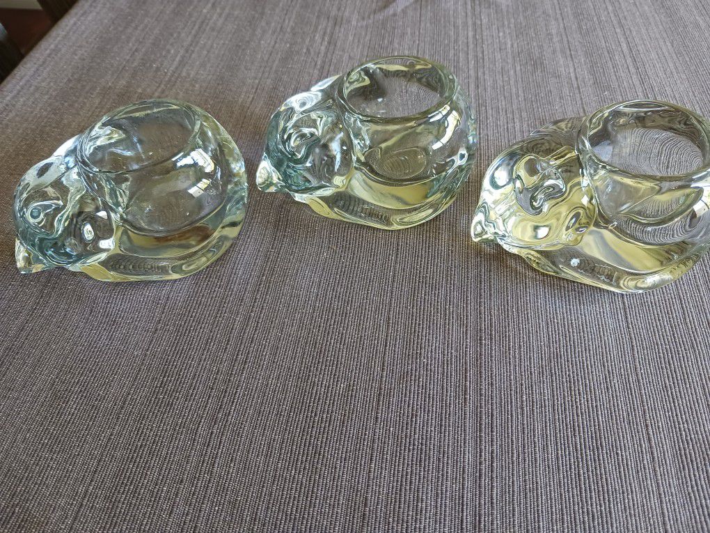 SET of 3 CAT CANDLE HOLDERS
