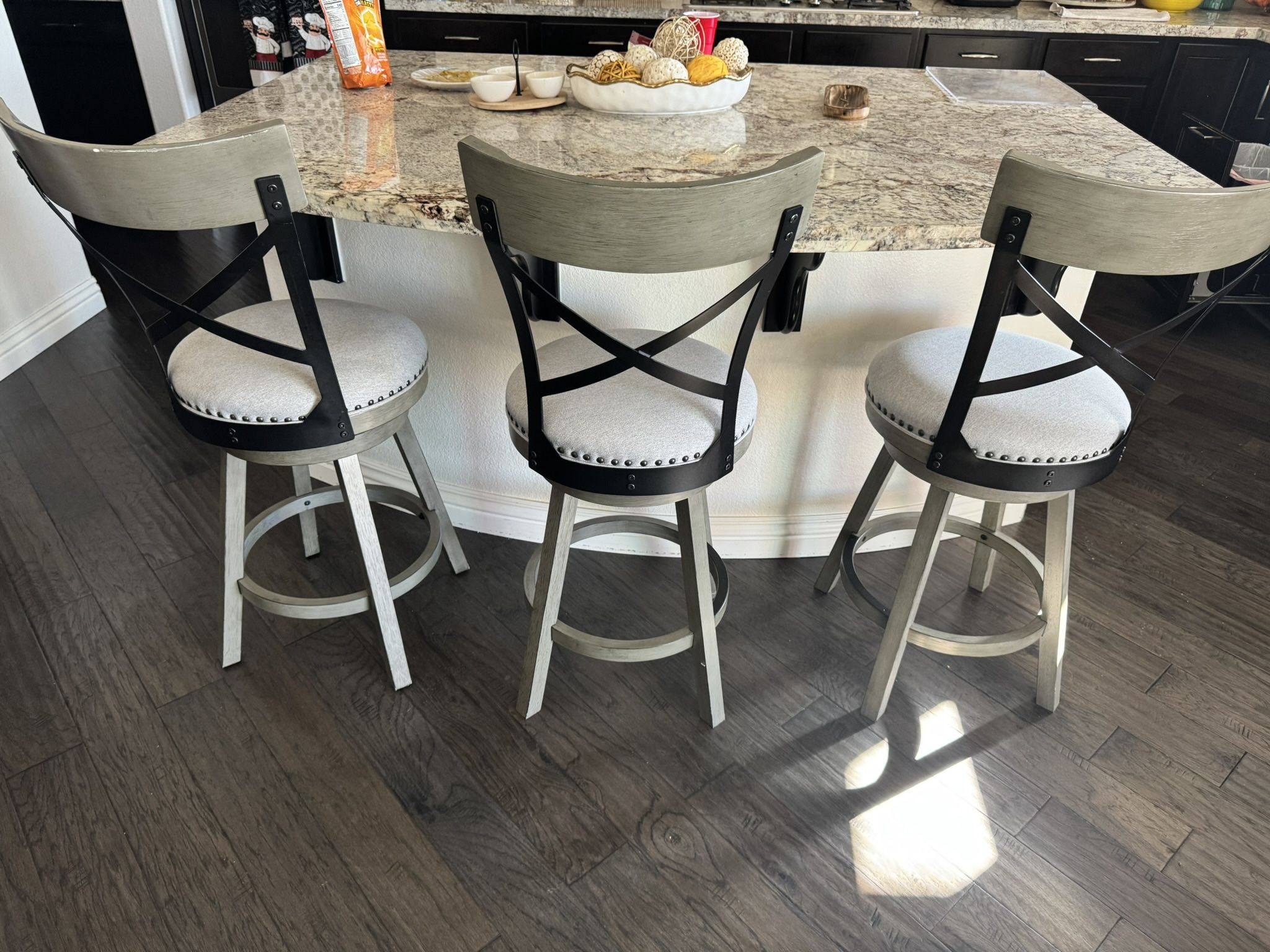 Set Of 3 Barstool Chairs- NEVER USED- Excellent Condition