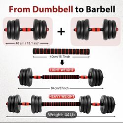 44lb Adjustable Dumbbell / Barbell Weight Set (Like Bowflex / Gym)