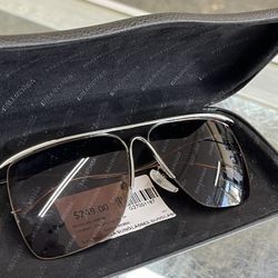 BALENCIAGA BB0167S 002 62mm Ruthenium Aviator Sunglasses Italy Unisex Authentic