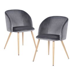 YNEZ Modern Velvet Accent Chair Set of 2, Grey