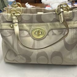 Coach Gold/Tan Metalic Handbag