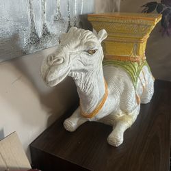 Mid-Century Italian Ceramic Camel Garden Seat / Bench