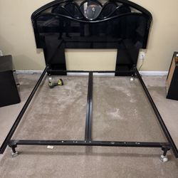 Queen Bed With Head Board And Rails With Box And Mattress 