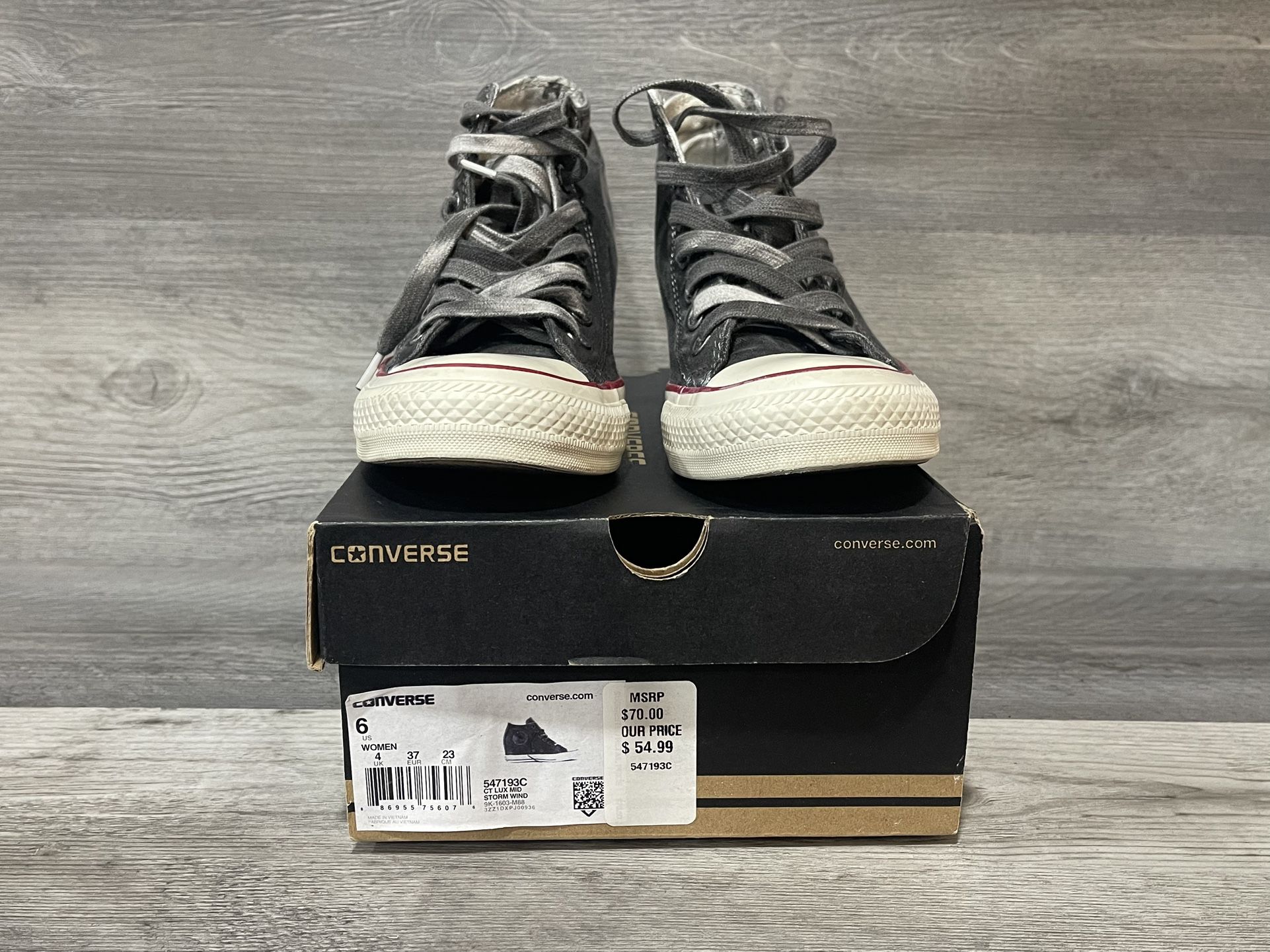 Converse Chuck Taylor All Stars Lux Mid Wedge Sneakers Shoes Smokey Gray Size 6