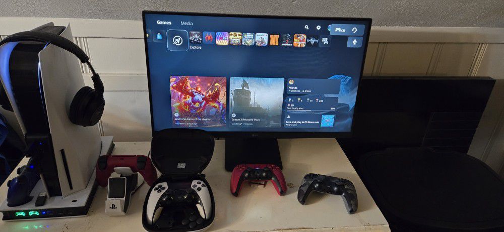 PlayStation 5 Disc Version with Monitor, Six Controllers, and NBA 2K24