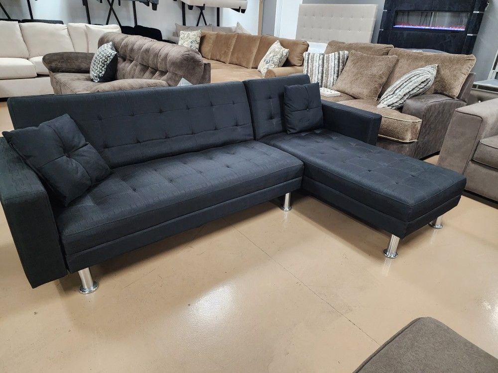 Futon Sofa Sleeper 2 PC Black
