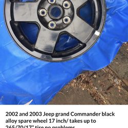 2003 Jeep Grand Commander 4X Black OEM  Spare Alloy17. Can Go 285/75/17 Mud’R OHV-  RimHelp . Com Trade For Chevy Stuff