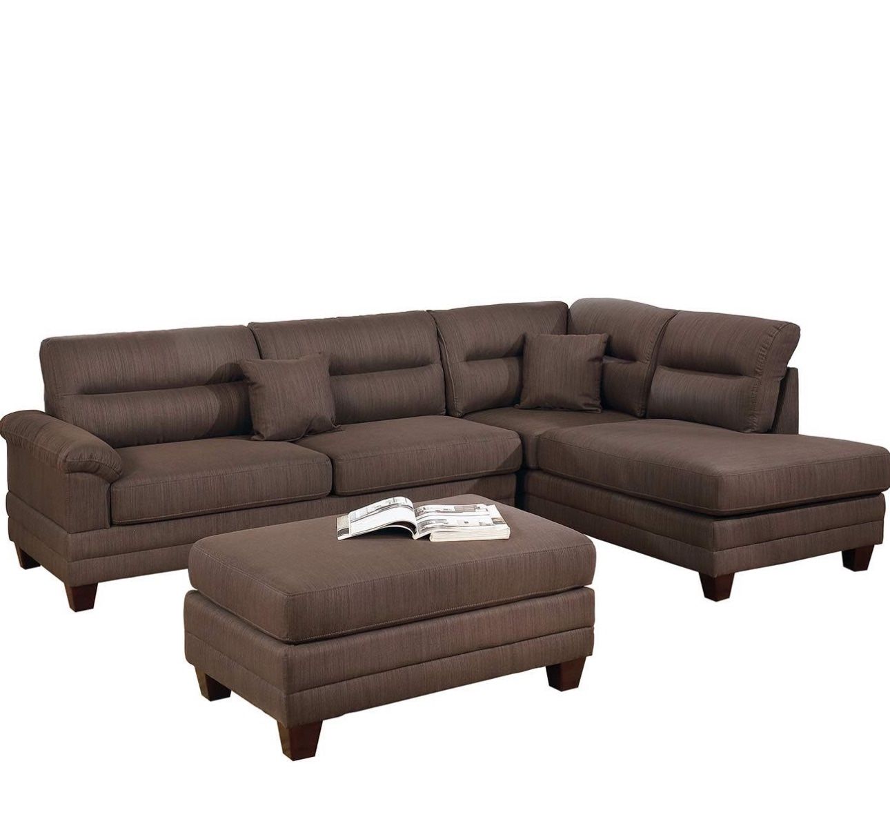Dark Brown Sectional Sofa- (with Ottoman)Great Condition!
