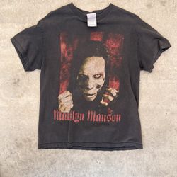 Vintage Marilyn Manson Ape Of God T Shirt 2000 Distressed Faded Y2K Black Medium
