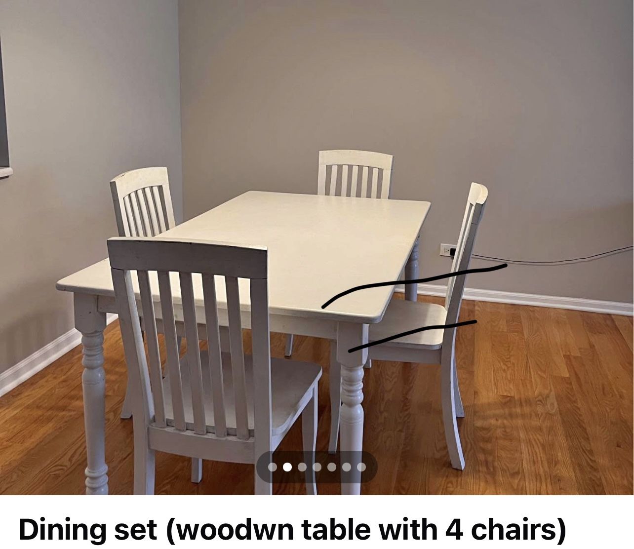 Dining set (woodwn table with 4 chairs) $140