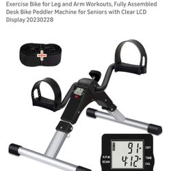 Under Desk Bike Pedal Exerciser, Foldable Mini Exercise Bike for Leg and Arm Workouts, Fully Assembled Desk Bike Peddler Machine for Seniors with Clea