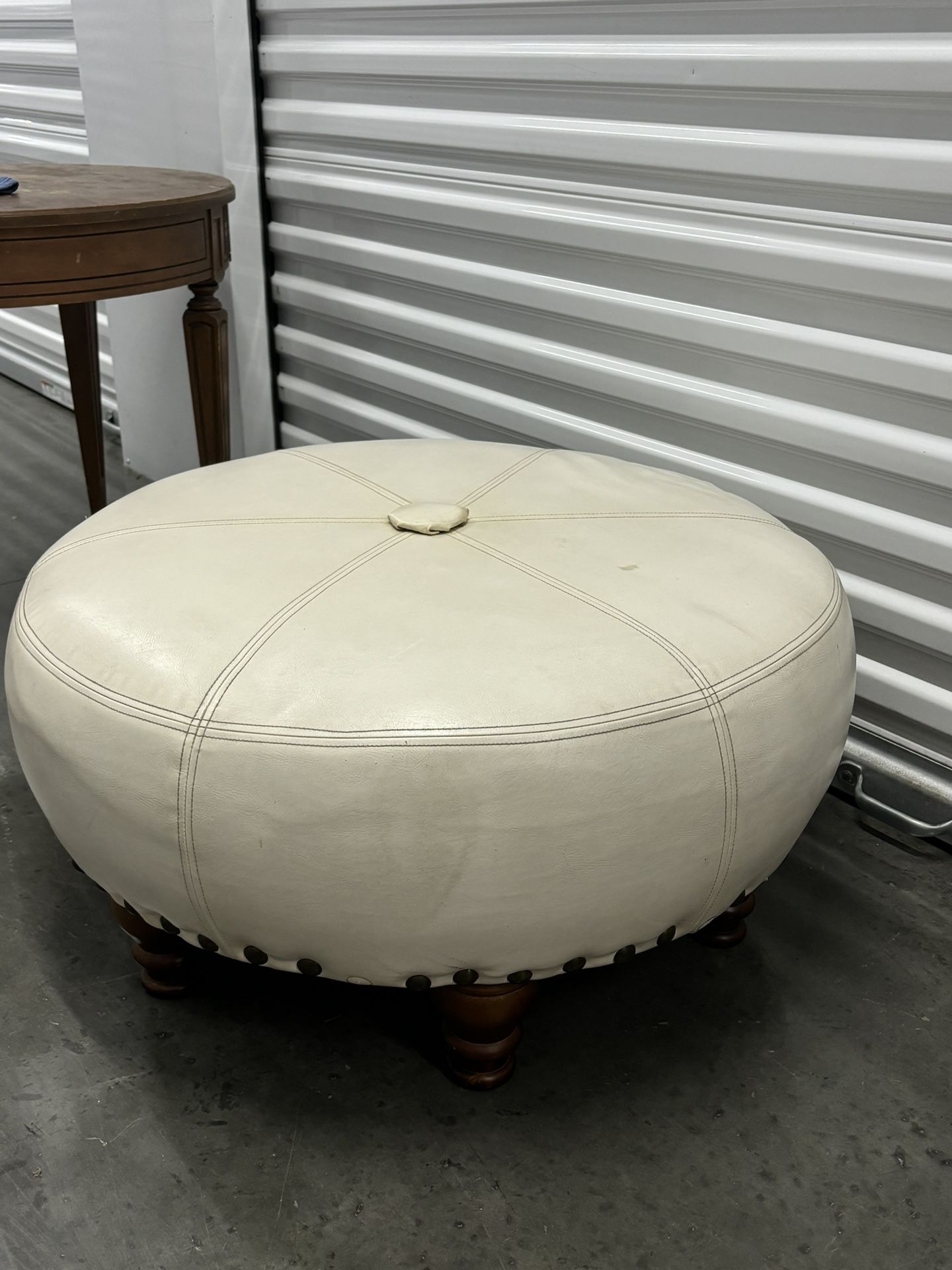 White leather ottoman 