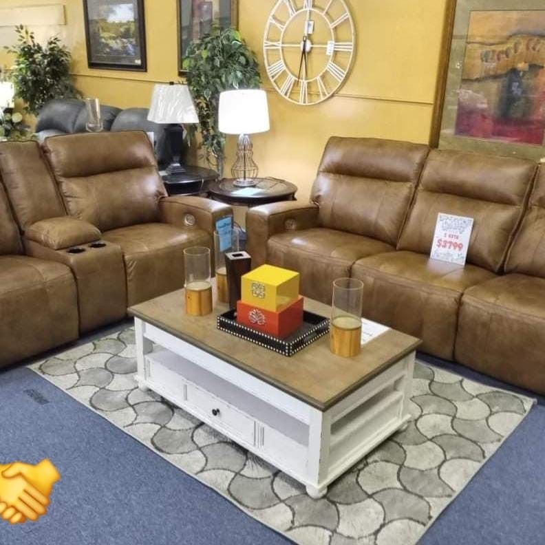 Ashley Game Plan Power Reclining Sofa and Loveseat 