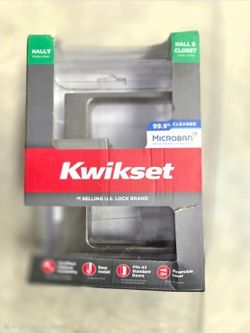 Kwikset Singapore Square Satin Nickel Hall/Closet Door Handle with Microban