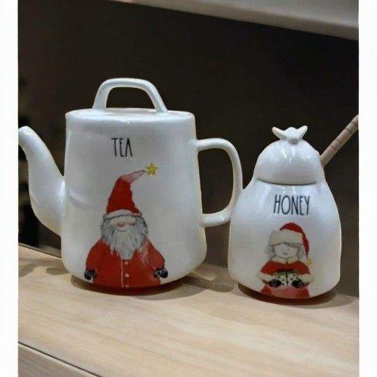 Rae Dunn Christmas Teapot Collection by Magenta Santa w/ Star on Hat/ Mrs clause