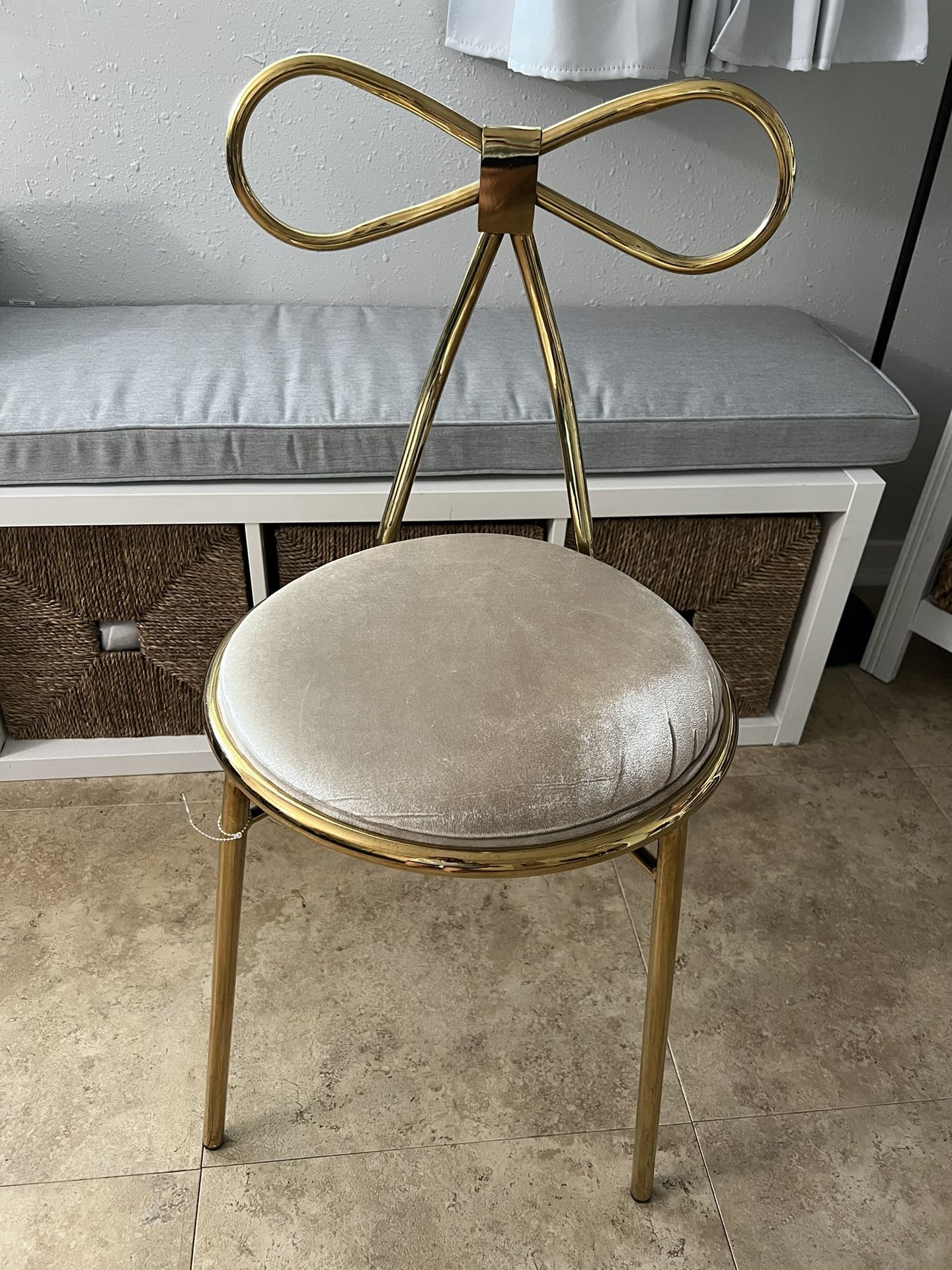 Vanity Chair Makeup Chair Gold Bow Shaped