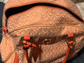 : "Guess Orange Monogram Duffle Bag Satchel Purse Vintage Y2K Style