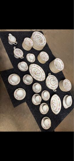 Rare Vintage Noritake Bone China Set: Imperial Garden, 80Pcs, Service for 12