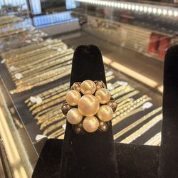 18KT Vintage Gold Pearl Ring 41191-6