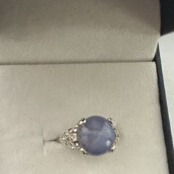 Vintage 6carat Natural Star Sapphire And Platinum Ring