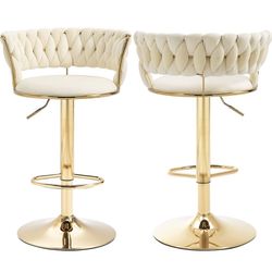Yellowish Cream Velvet Gold Barstool (new In Box)
