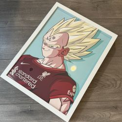 Dragon Ball Z Main Vegeta x Liverpool FC Jersey Custom Print With Frame