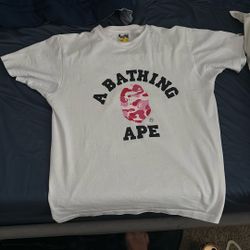 White And Pink Bape Shirt