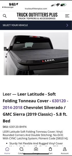 Leer — Leer Latitude - Soft Folding Tonneau Cover - 630120 - 2014-2018 Chevrolet Silverado