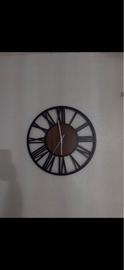 Large Metal and Wood Wall Clock