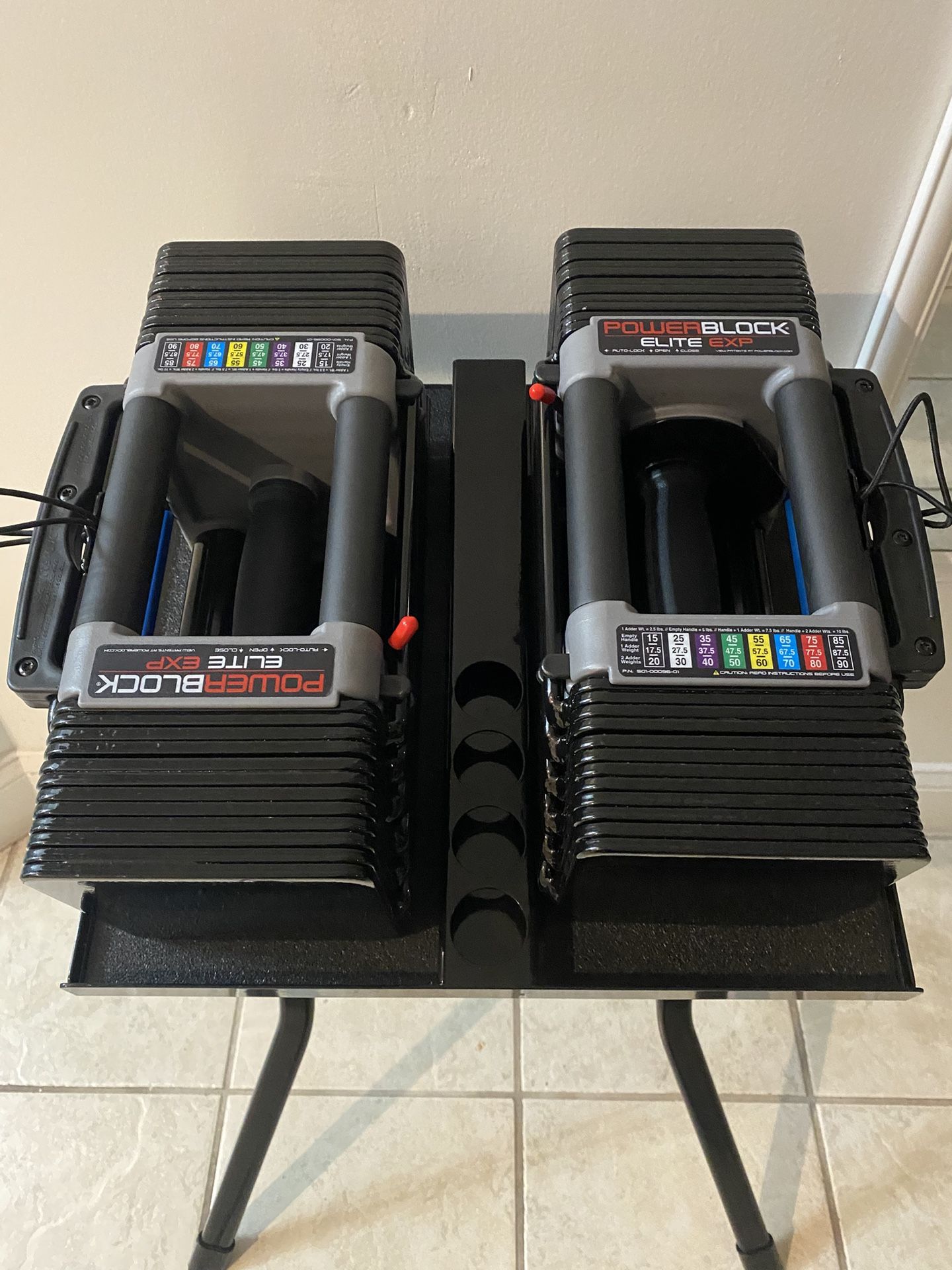 New Powerblock Elite Exp Adjustable Dumbbell Pair With Stand-stage 1+2 (70lbs Ea…