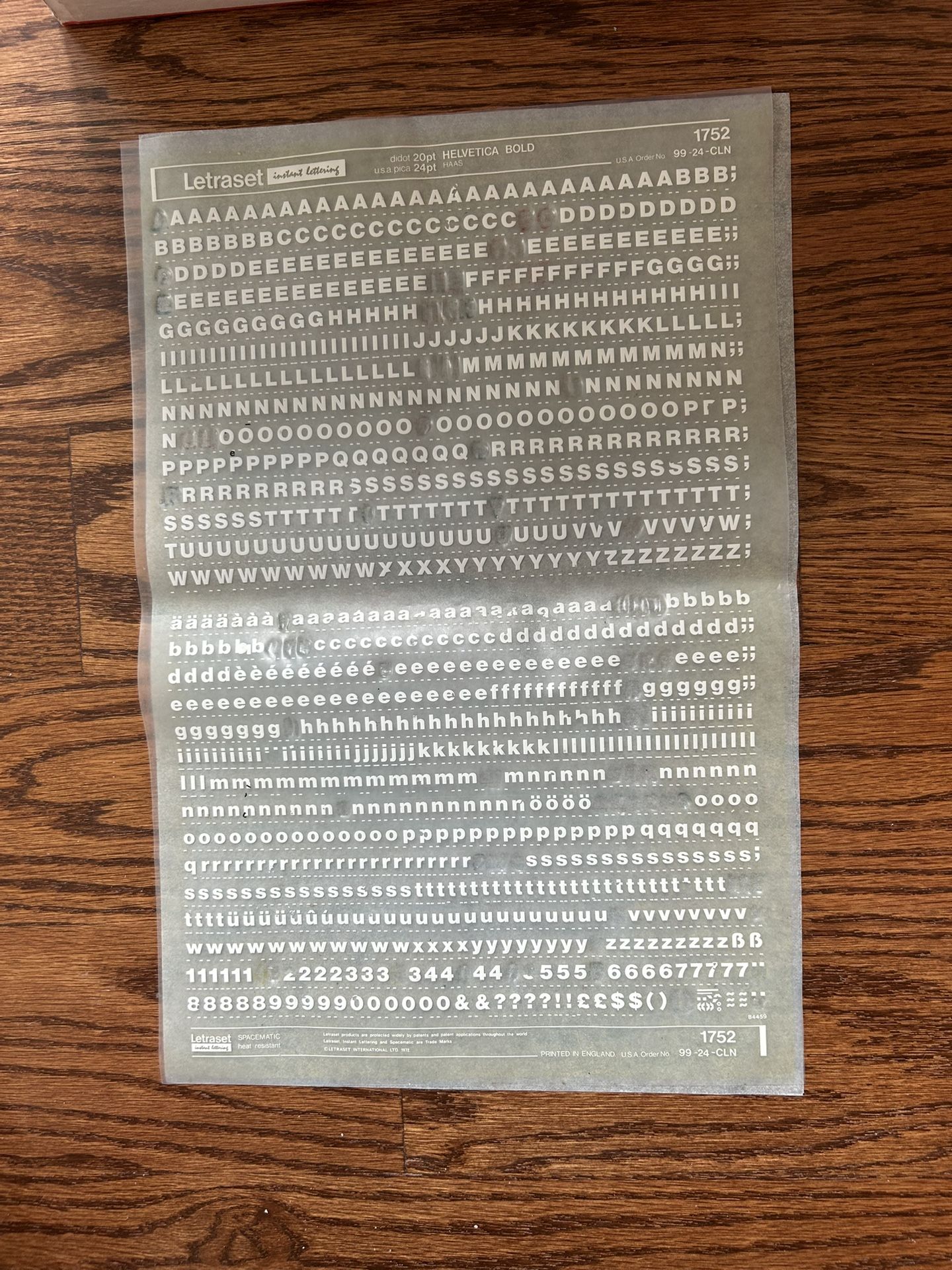 Letraset Instant Lettering 10 X 15 Sheet 20/24 Pt Helvetica Bold White ...