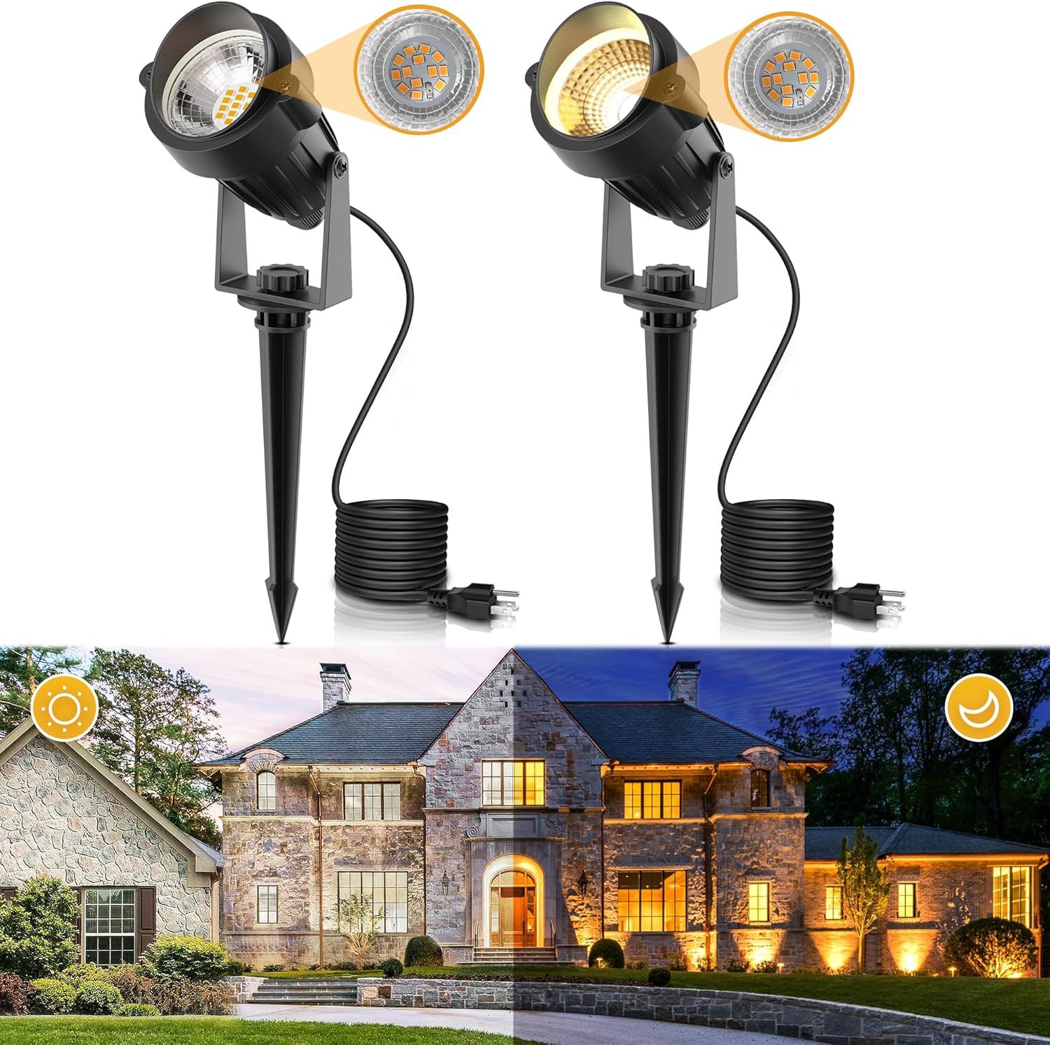 Landscape LED Lighting Outdoor, Spotlights for Yard π«πππ ππ π«πππ π³ππππ πΊπππππ, IP65 Waterproof 120V 450LM Pathway Garden Yard Flo