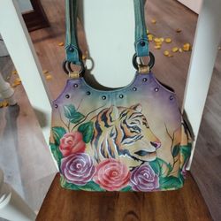 Anuschka Tiger And Rose Genuine Leather Purse