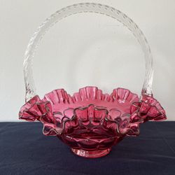 Fenton Glass Cranberry Basket