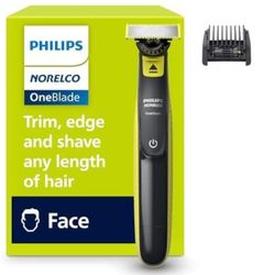 Norelco Philips OneBlade 360 Hybrid Face, Electric Beard Trimmer and Shaver, with 360 Blade Technology, 1x 360 Blade for Face, 5in1 Adjustable Comb, M