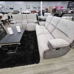 Grey Reclining Sofa And Loveseat Take Home With $39 Down 