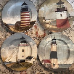 Sakura David Carter Brown "By the Sea" Lighthouse 32 Pc Dinnerware