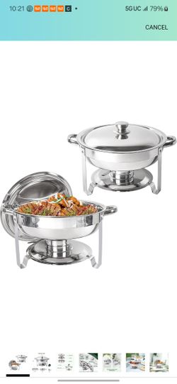 IMACONE Round Stainless Steel Chafing Dish 5Qt Set Of 2 