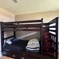 3bunk Beds With Stairs & Drawers