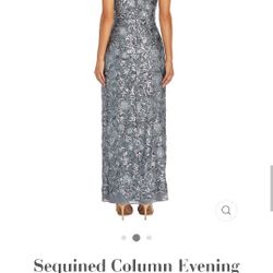 R & M Richards Sequined Evening Dress (Gun Metal Color)  Size 12 New
