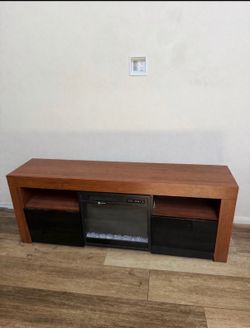 Modern LED Electric Fireplace TV Stand – Color Changing Flames & Lighted TV Stand / Entertainment Center