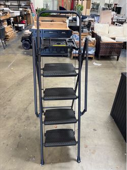New 4 Step Folding Step Stool Ladder, Stepladder with Handrails & Tool Tray, Safety Ladders